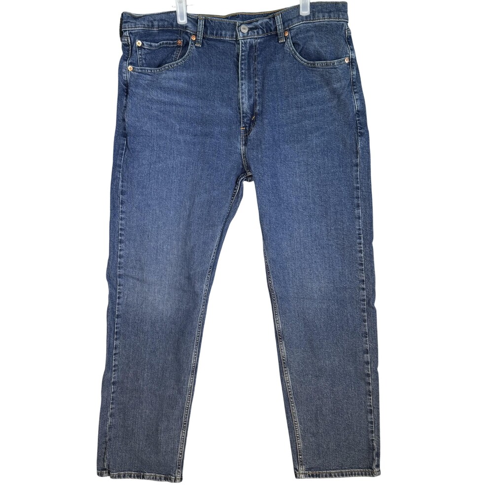 Levis 505 Jeans Mens 38x32 Blue Stretch Straight Leg Denim Medium Wash Pants